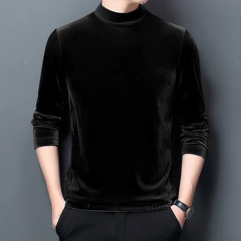 Men's Velvet Fleece Long Sleeve T-Shirt Maroon - Image 2