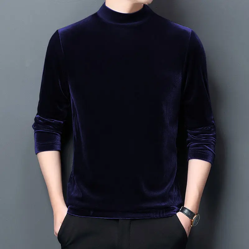 Men's Velvet Fleece Long Sleeve T-Shirt Maroon - Image 4