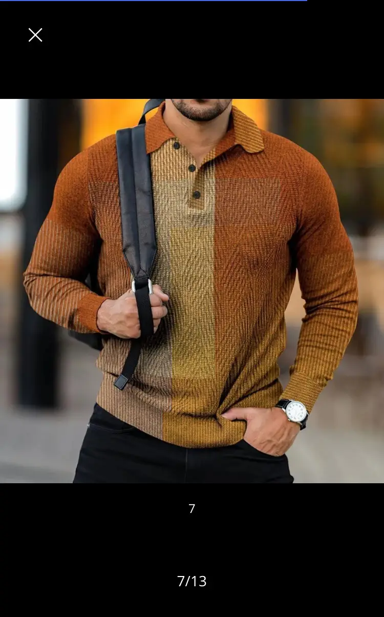 2025 Men Cross-Border 3D Printed Polo Shirt Blue Beige — feature 30