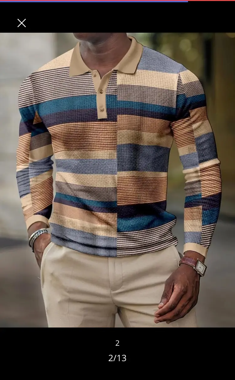 2025 Men Cross-Border 3D Printed Polo Shirt Blue Beige — feature 31