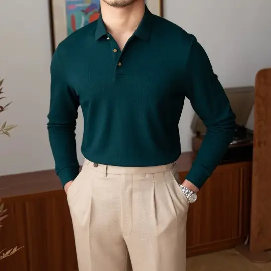 2025 Men Cross-Border 3D Printed Polo Shirt Blue Beige - Image 39