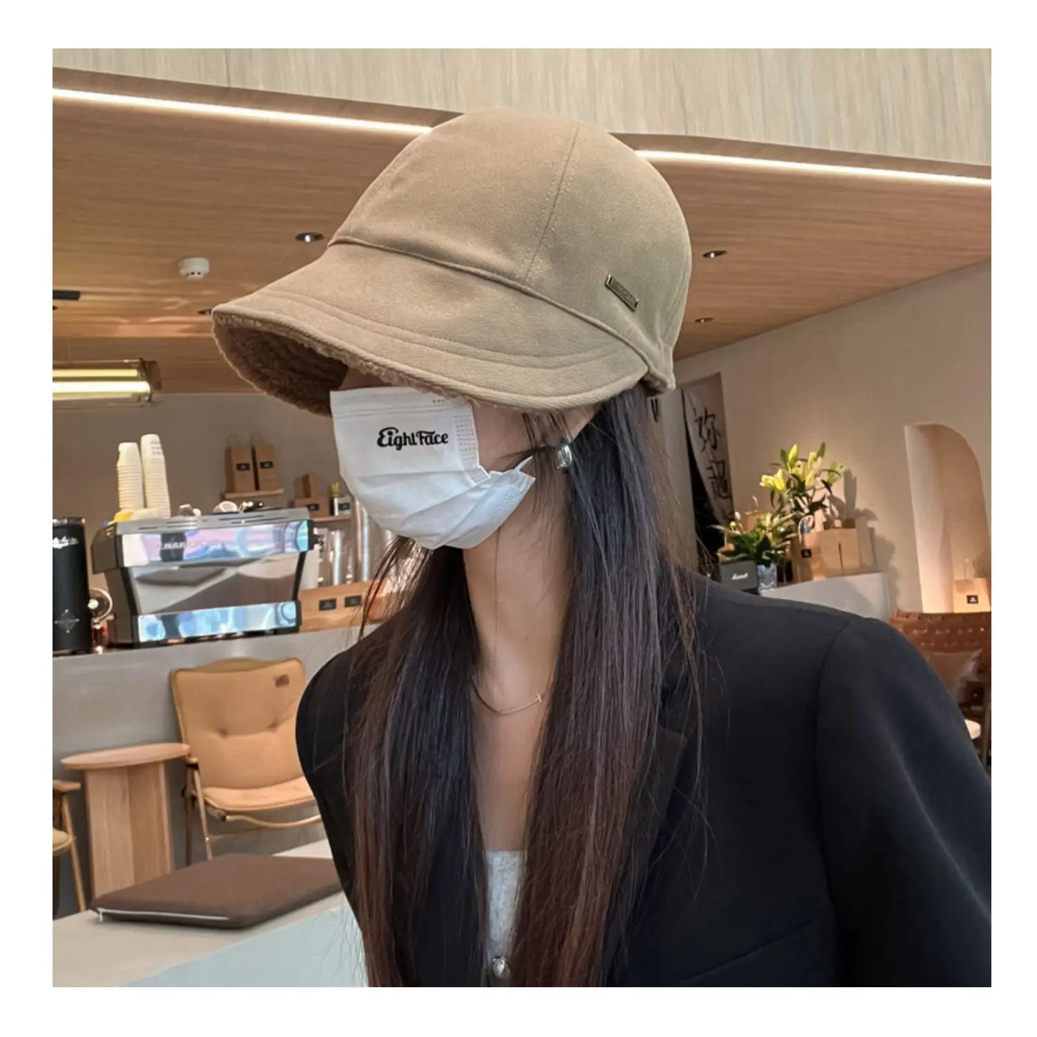 Women's Beige Wide Brim Cap for Autumn Winter — feature 11