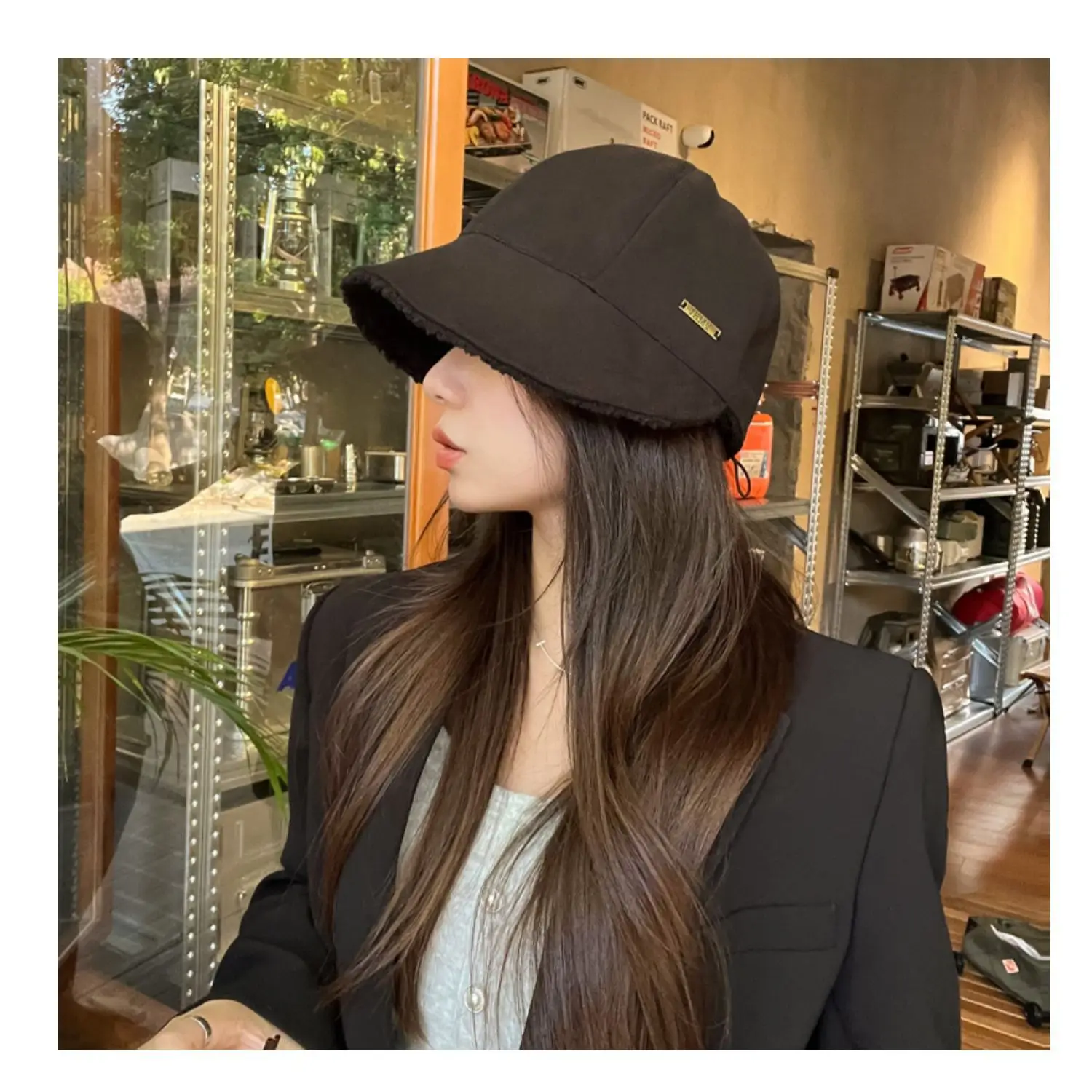 Women's Beige Wide Brim Cap for Autumn Winter — feature 13