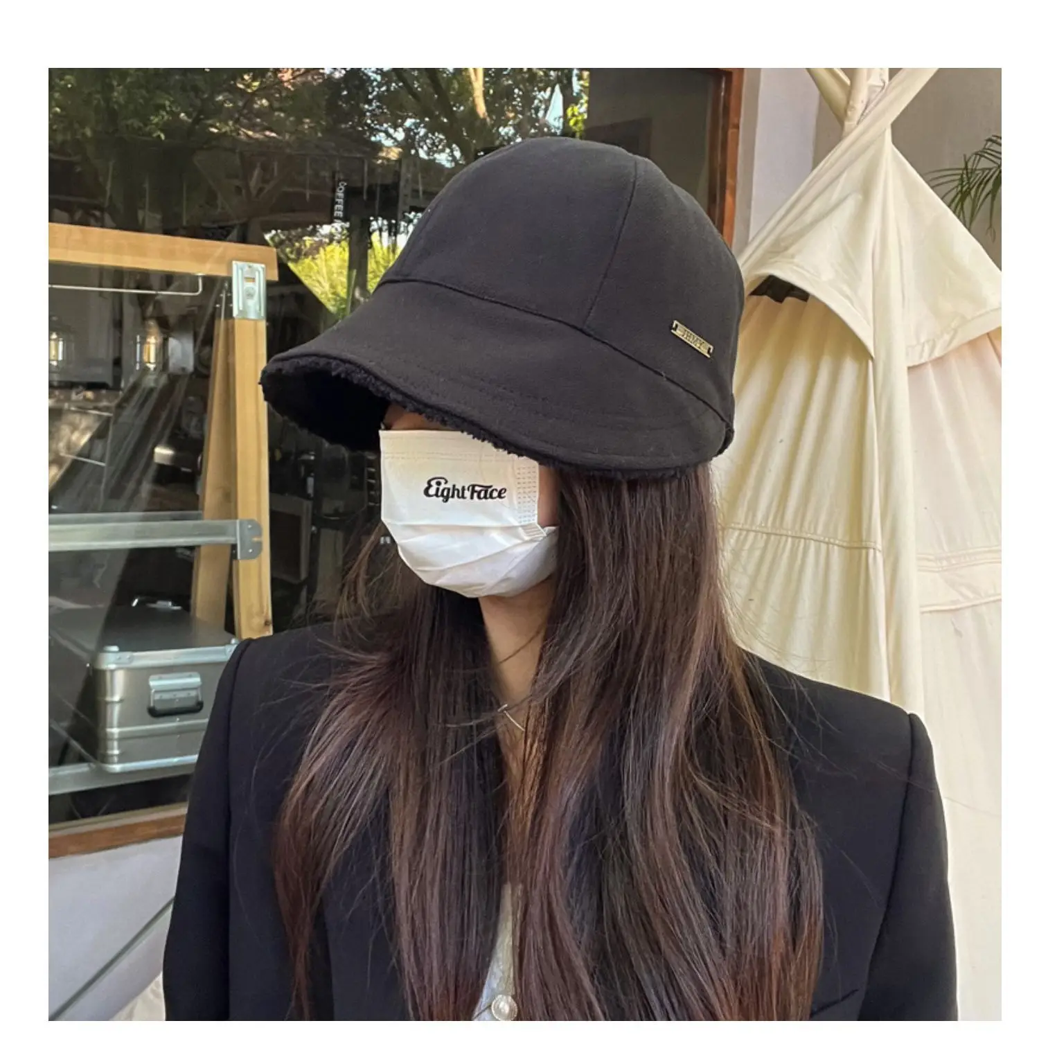 Women's Beige Wide Brim Cap for Autumn Winter — feature 17