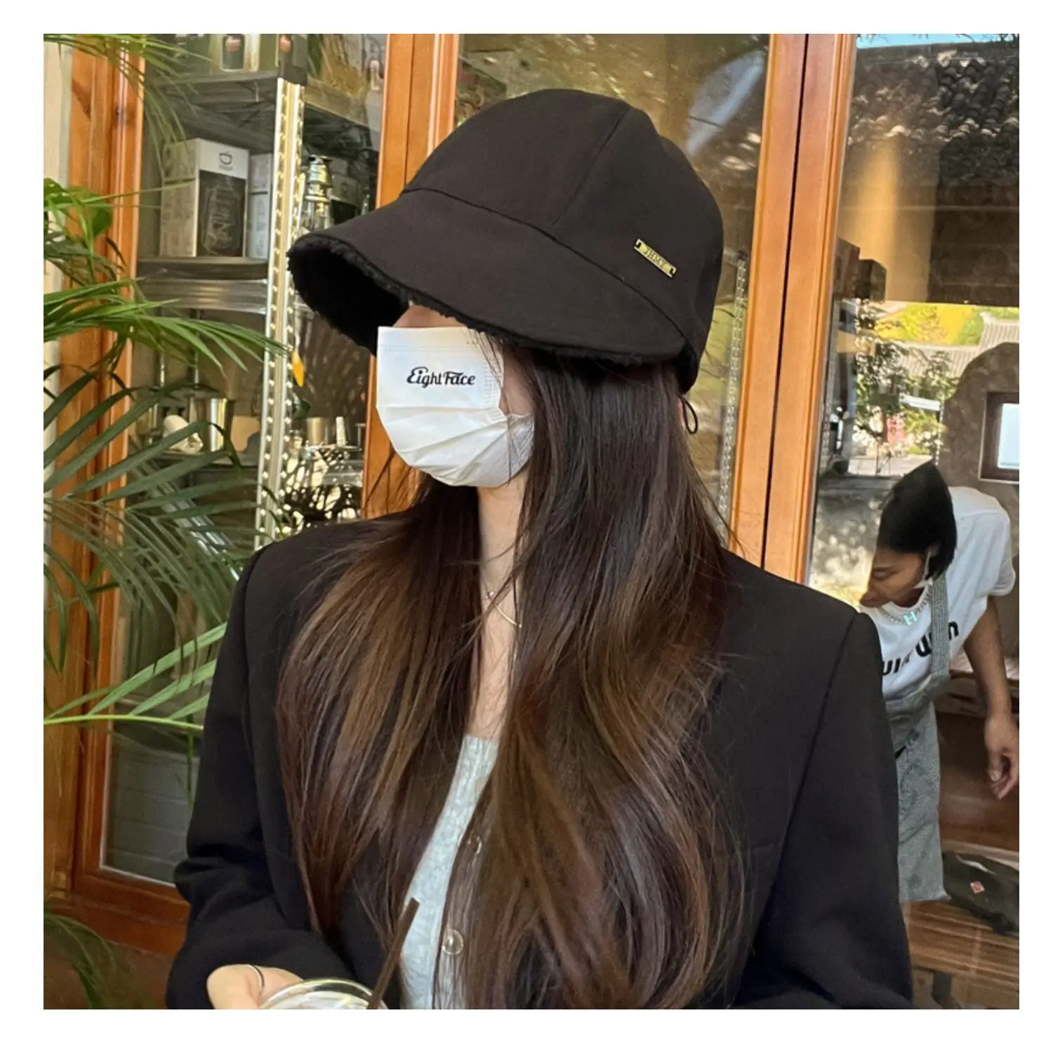 Women's Beige Wide Brim Cap for Autumn Winter — feature 19