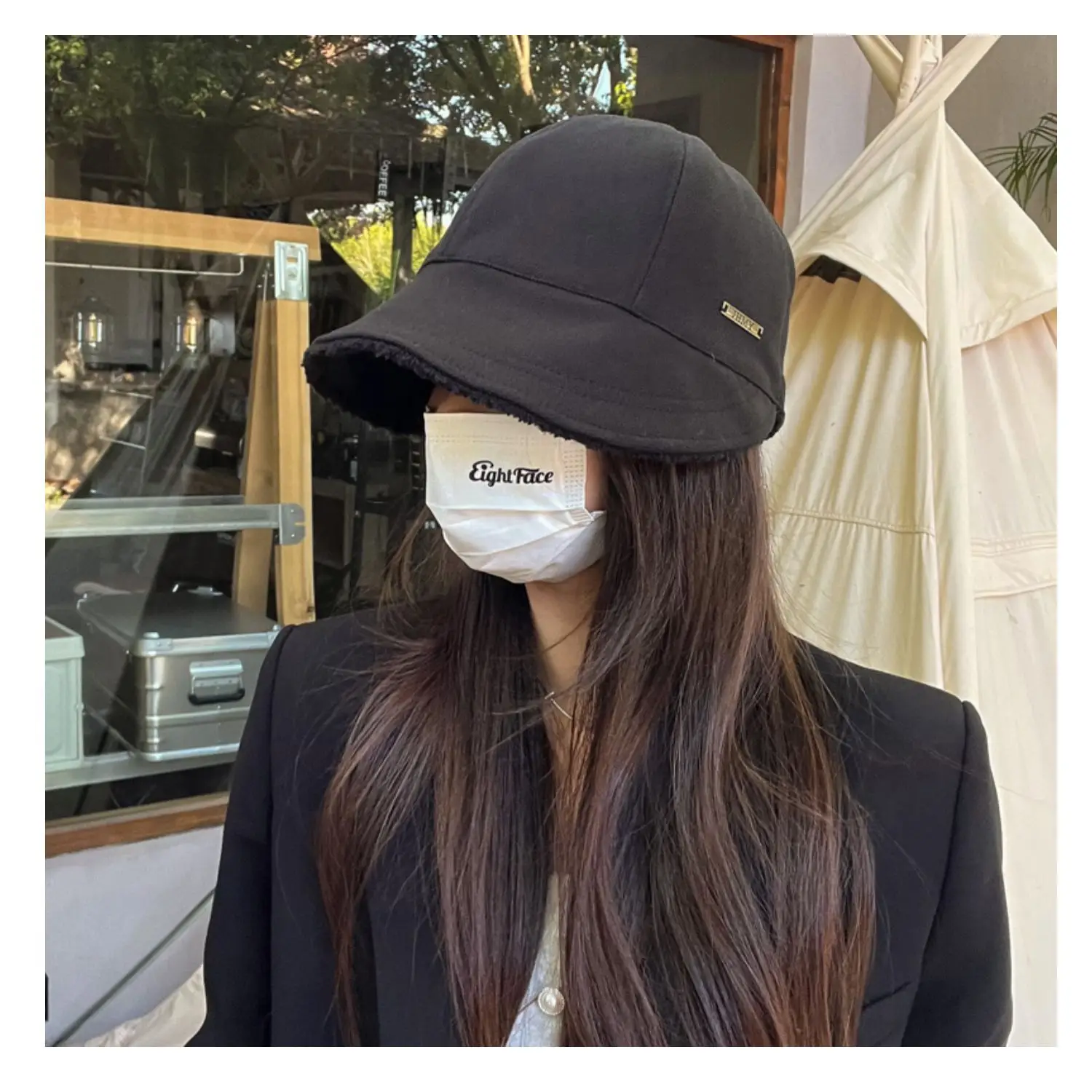 Women's Beige Wide Brim Cap for Autumn Winter — feature 21