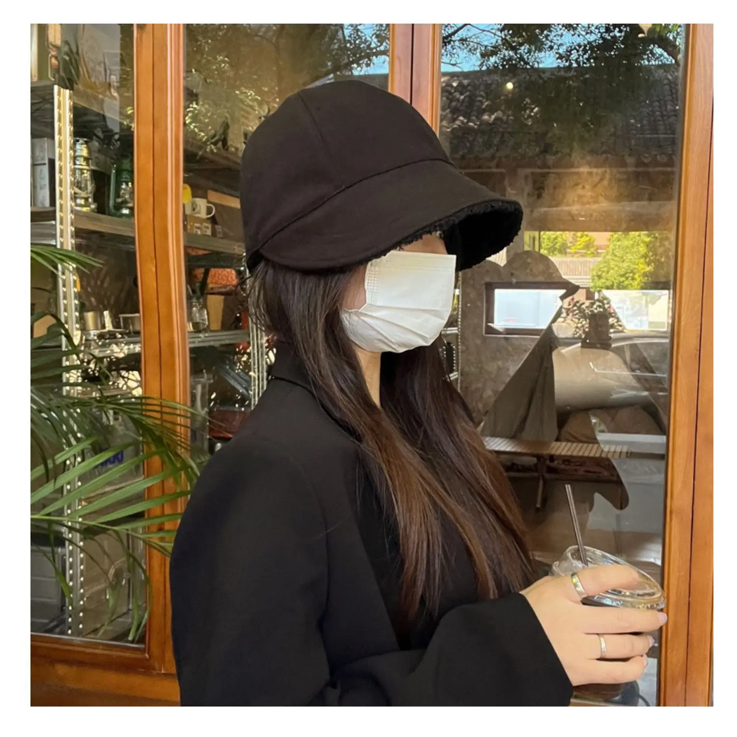 Women's Beige Wide Brim Cap for Autumn Winter — feature 25