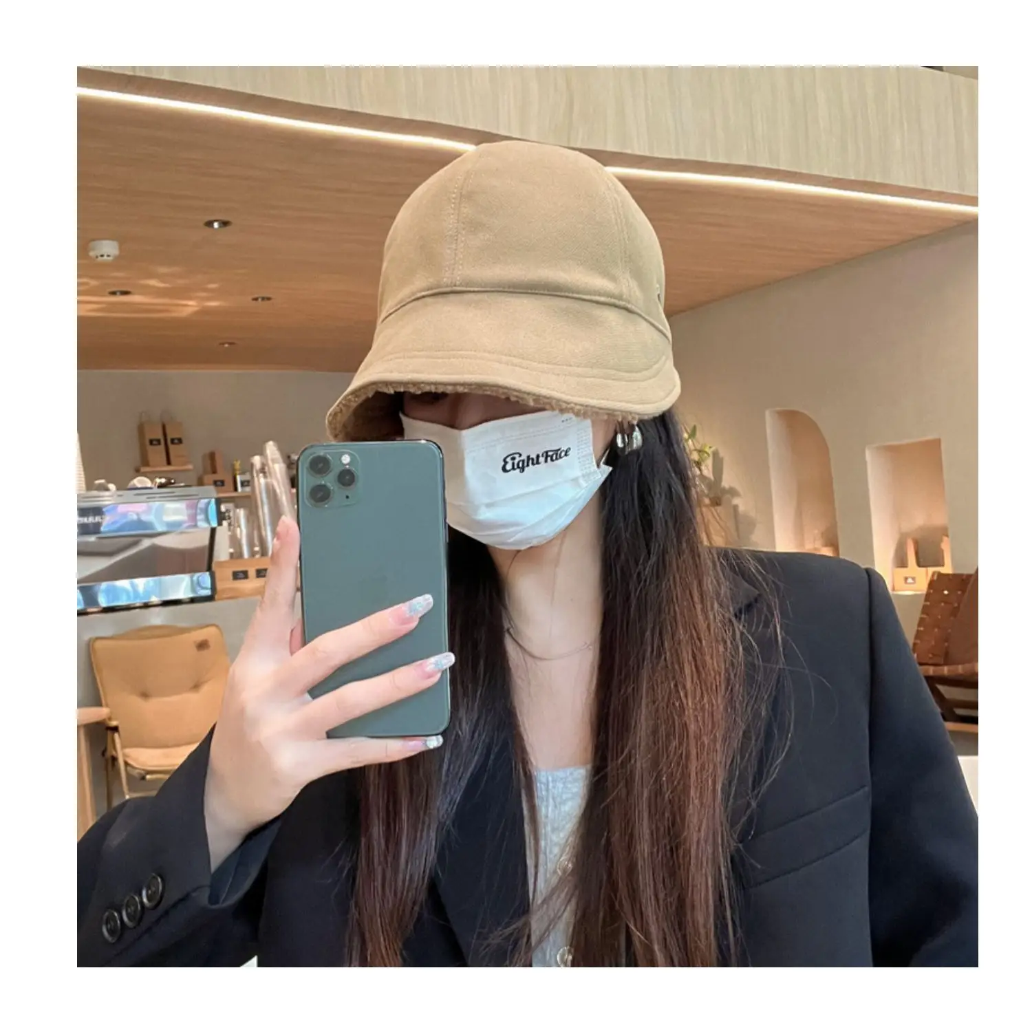 Women's Beige Wide Brim Cap for Autumn Winter — feature 5