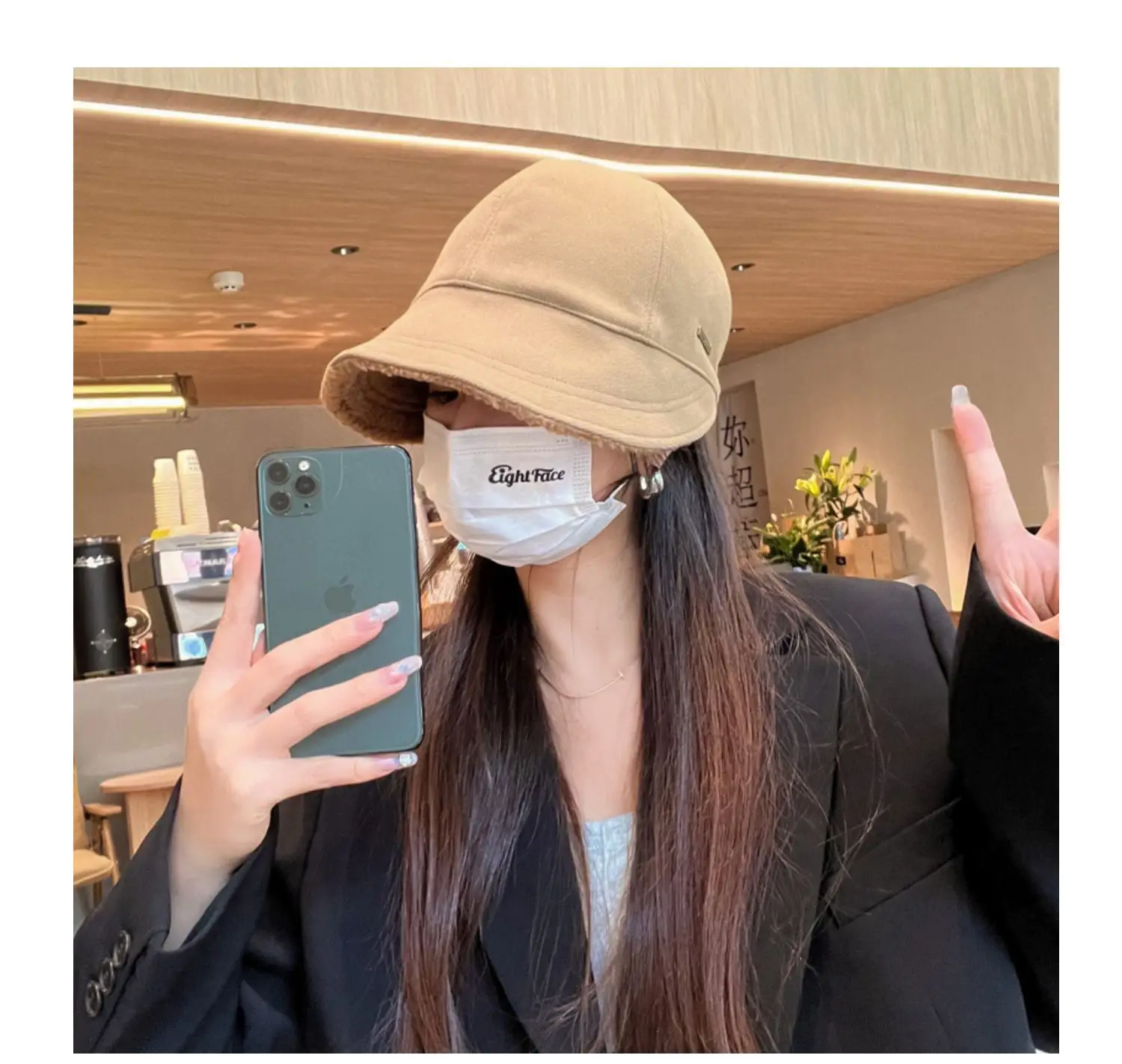 Women's Beige Wide Brim Cap for Autumn Winter — feature 7