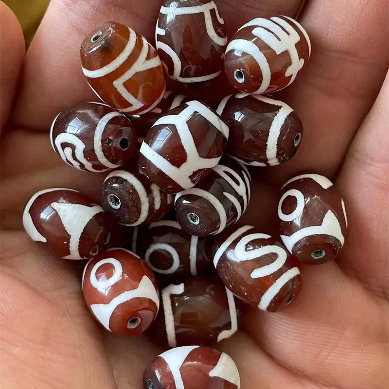 High Gloss Natural Agate Dzi Beads 13x16mm - Image 2