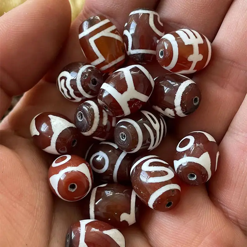 High Gloss Natural Agate Dzi Beads 13x16mm - Image 3