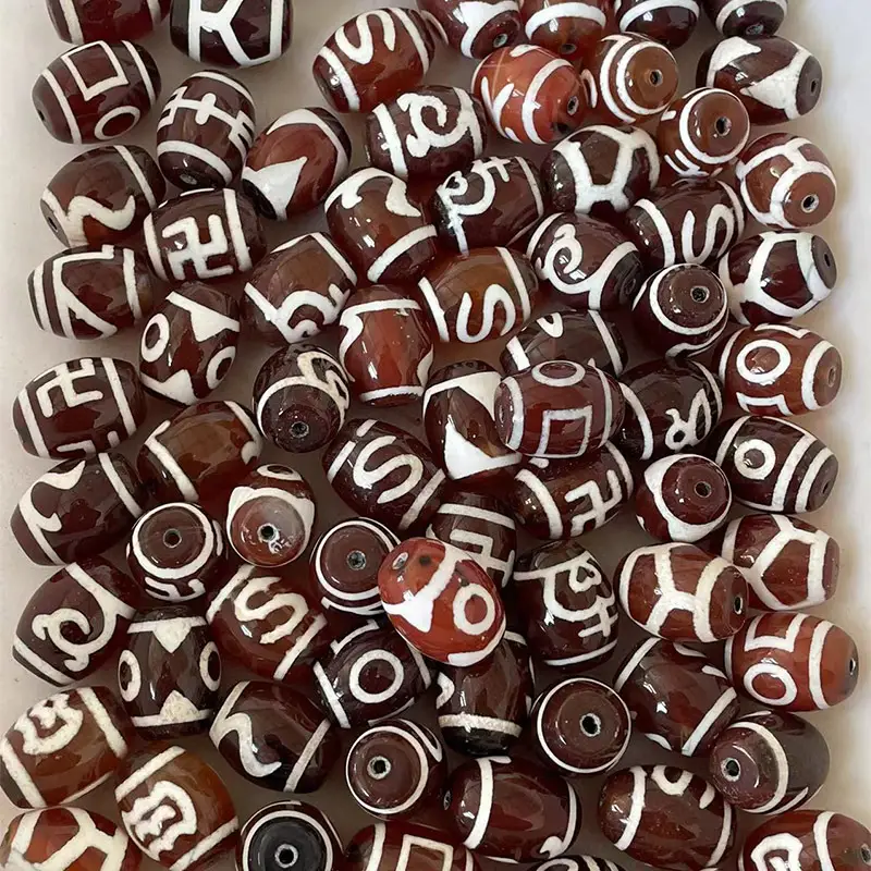 High Gloss Natural Agate Dzi Beads 13x16mm - Image 4