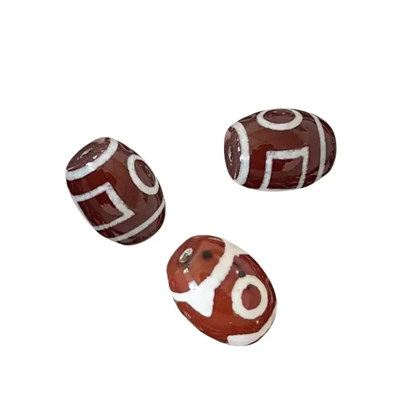 High Gloss Natural Agate Dzi Beads 13x16mm - Image 5