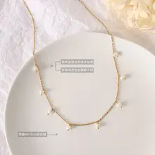 Small Broken Gold Freshwater Pearl Necklace Geometric All-match Retro Light Luxury Necklace Popular Korean Style ins Style — feature 1