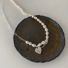 Small Broken Gold Freshwater Pearl Necklace Geometric All-match Retro Light Luxury Necklace Popular Korean Style ins Style — feature 10