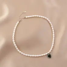 Small Broken Gold Freshwater Pearl Necklace Geometric All-match Retro Light Luxury Necklace Popular Korean Style ins Style — feature 16