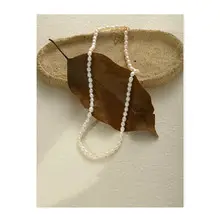 Small Broken Gold Freshwater Pearl Necklace Geometric All-match Retro Light Luxury Necklace Popular Korean Style ins Style — feature 2