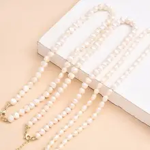 Small Broken Gold Freshwater Pearl Necklace Geometric All-match Retro Light Luxury Necklace Popular Korean Style ins Style — feature 6