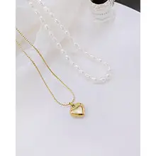Small Broken Gold Freshwater Pearl Necklace Geometric All-match Retro Light Luxury Necklace Popular Korean Style ins Style — feature 7