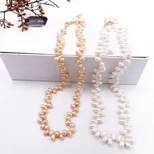 Small Broken Gold Freshwater Pearl Necklace Geometric All-match Retro Light Luxury Necklace Popular Korean Style ins Style — feature 8