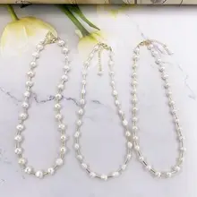 Small Broken Gold Freshwater Pearl Necklace Geometric All-match Retro Light Luxury Necklace Popular Korean Style ins Style — feature 9
