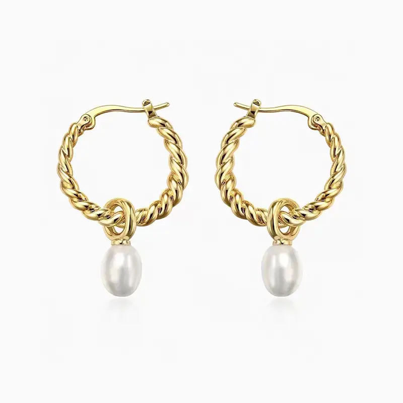 Two-Wear Pearl Earrings European American Twist Design - Image 5
