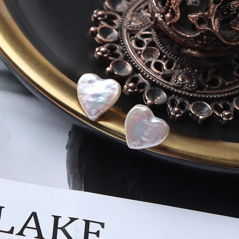 Heart Earrings S92 Sterling Silver Pearl Decorative - Image 3