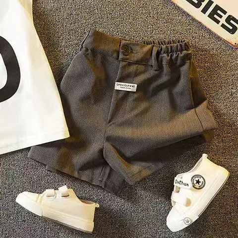 Boys Cotton Letter Vest Shorts Set White Black Casual — feature 5