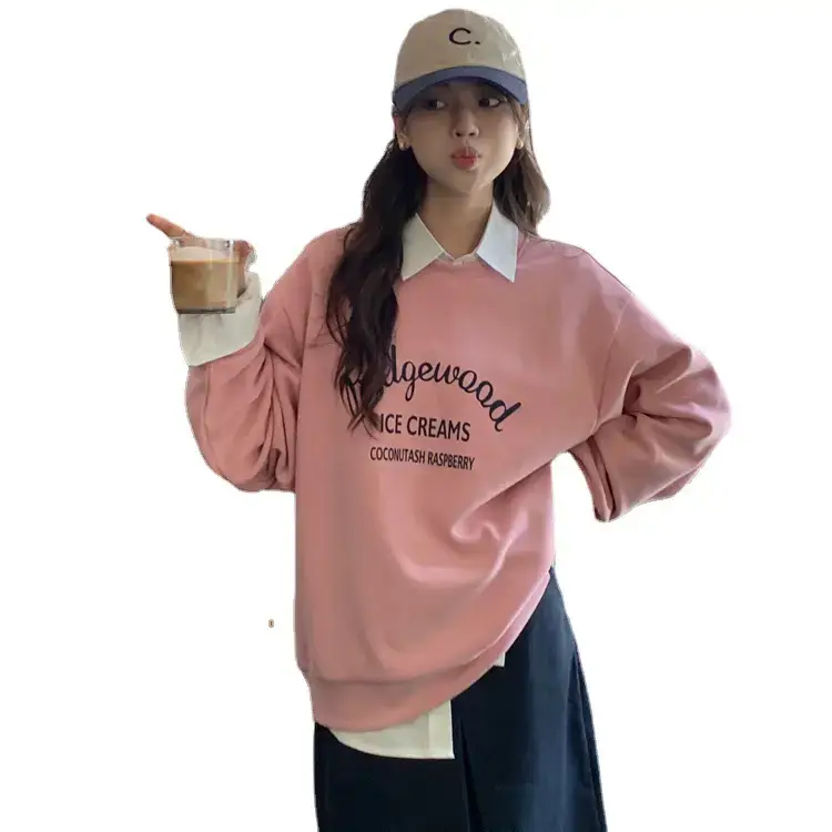 Women Printed Long Sleeve Sweater Gray American Style - Image 8