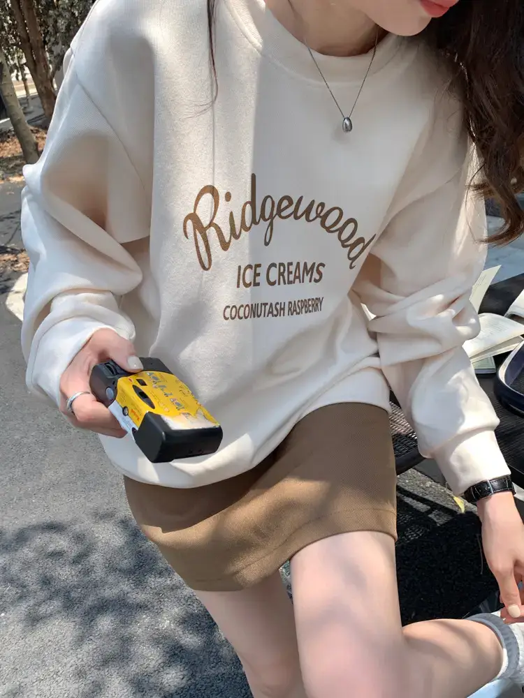 Women Printed Long Sleeve Sweater Gray American Style — feature 10