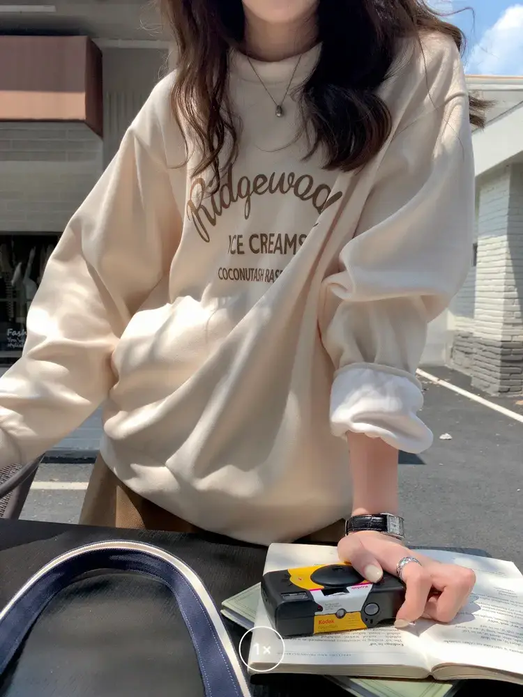 Women Printed Long Sleeve Sweater Gray American Style — feature 14