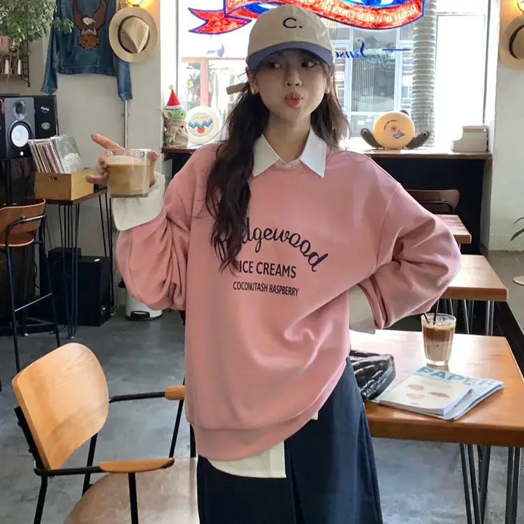 Women Printed Long Sleeve Sweater Gray American Style — feature 18