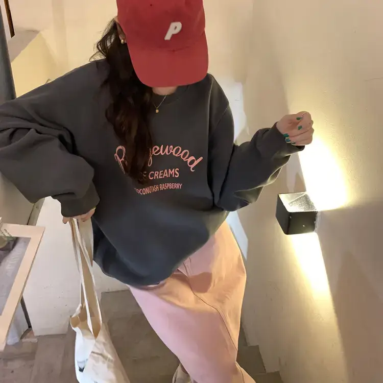 Women Printed Long Sleeve Sweater Gray American Style — feature 20