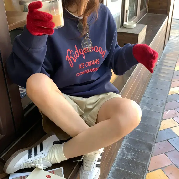 Women Printed Long Sleeve Sweater Gray American Style — feature 4