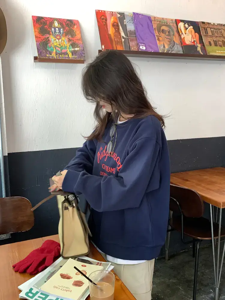 Women Printed Long Sleeve Sweater Gray American Style — feature 9