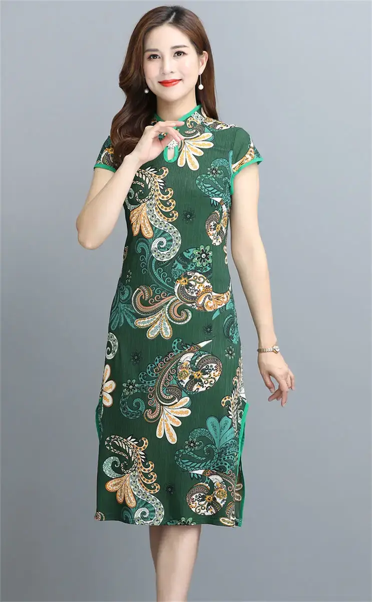 Red Printed Cheongsam Dress Women Summer 2023 — feature 10