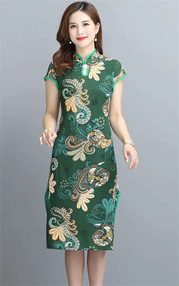 Red Printed Cheongsam Dress Women Summer 2023 — feature 7