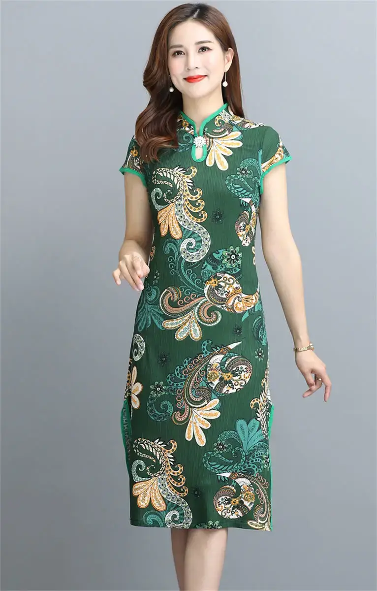 Red Printed Cheongsam Dress Women Summer 2023 — feature 9