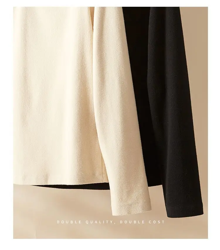 Women V-Neck T-Shirt Black 2022 Winter Long Sleeve — feature 39