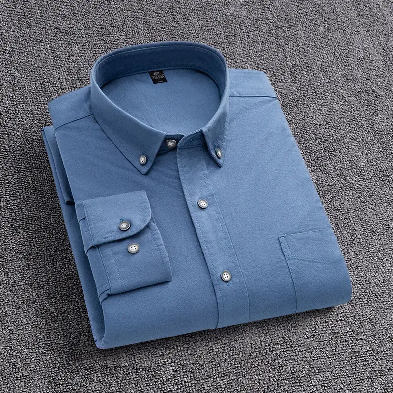 Men's White Oxford Long Sleeve Shirt with Red Brand Tag - Image 22
