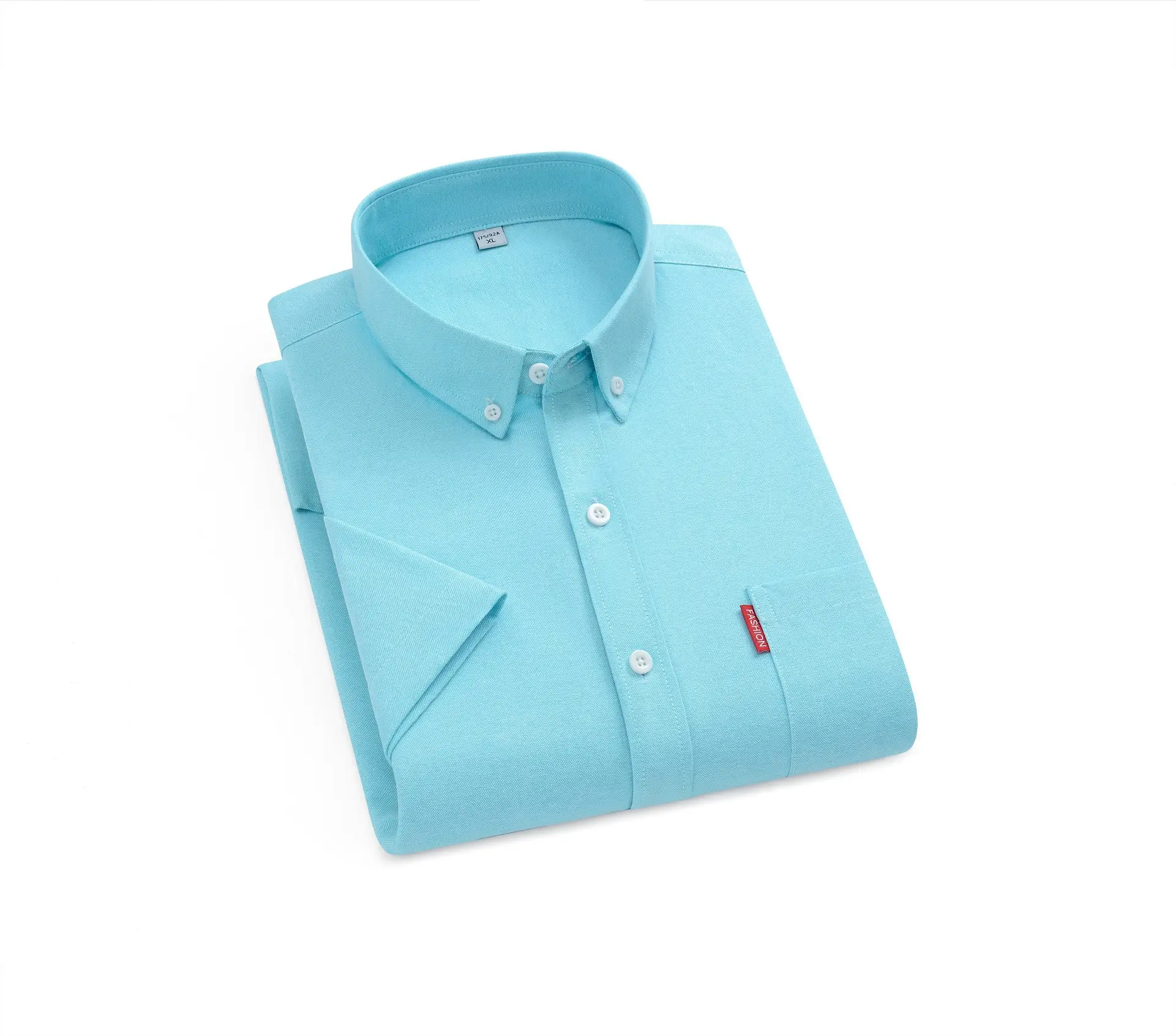Men's White Oxford Long Sleeve Shirt with Red Brand Tag - Image 9