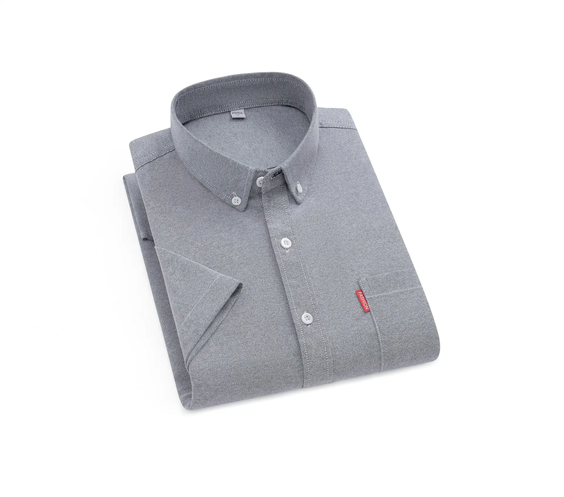 Men's White Oxford Long Sleeve Shirt with Red Brand Tag - Image 2