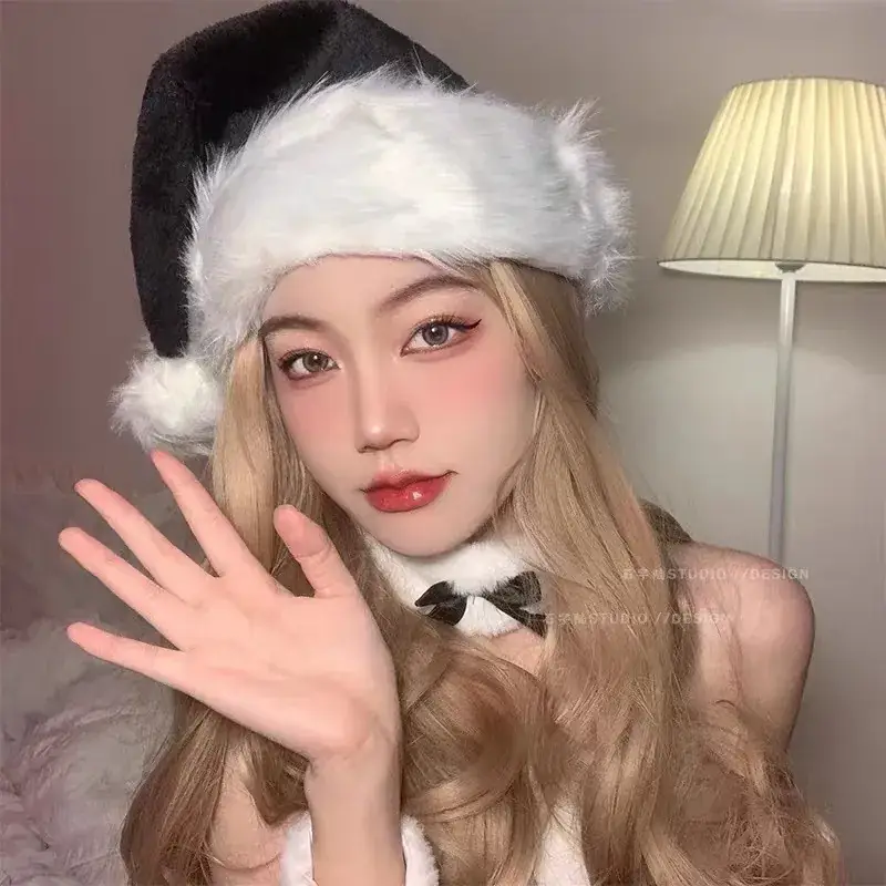 Plush Christmas Hat for Kids & Adults Red White - Image 7