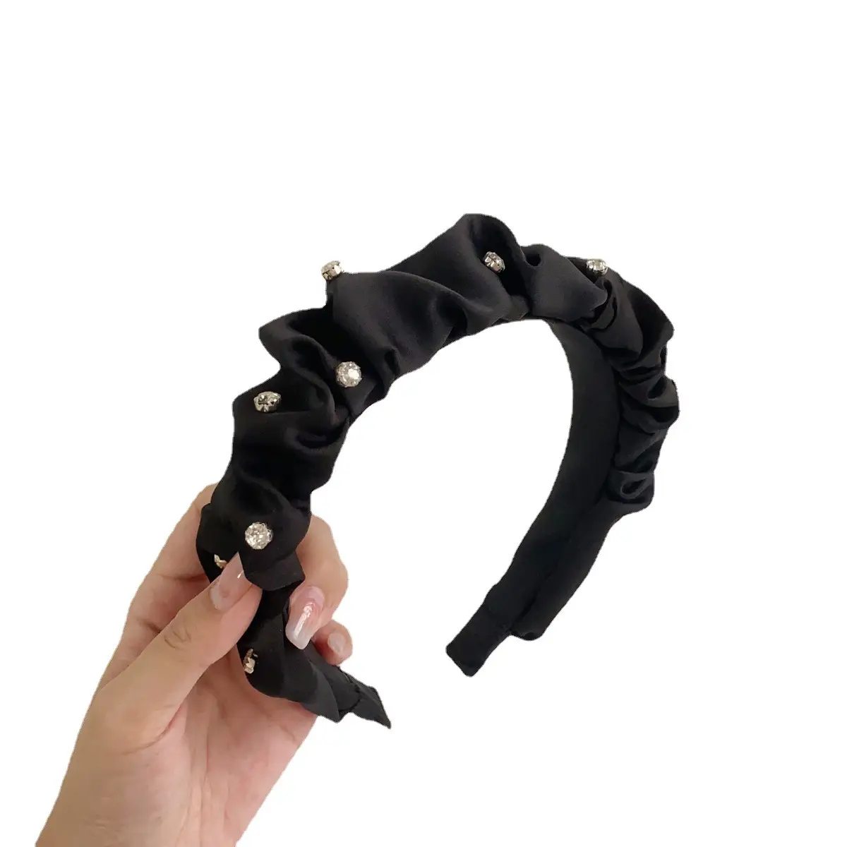Black Pleated Korean Style Headband for Women