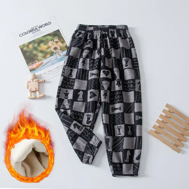 Winter Children's Casual Pants fleece-lined Boys' Sports Pants Small and Medium-sized Children's Outer Wear Sweatpants Girls' Thickened Warm Children's Pants