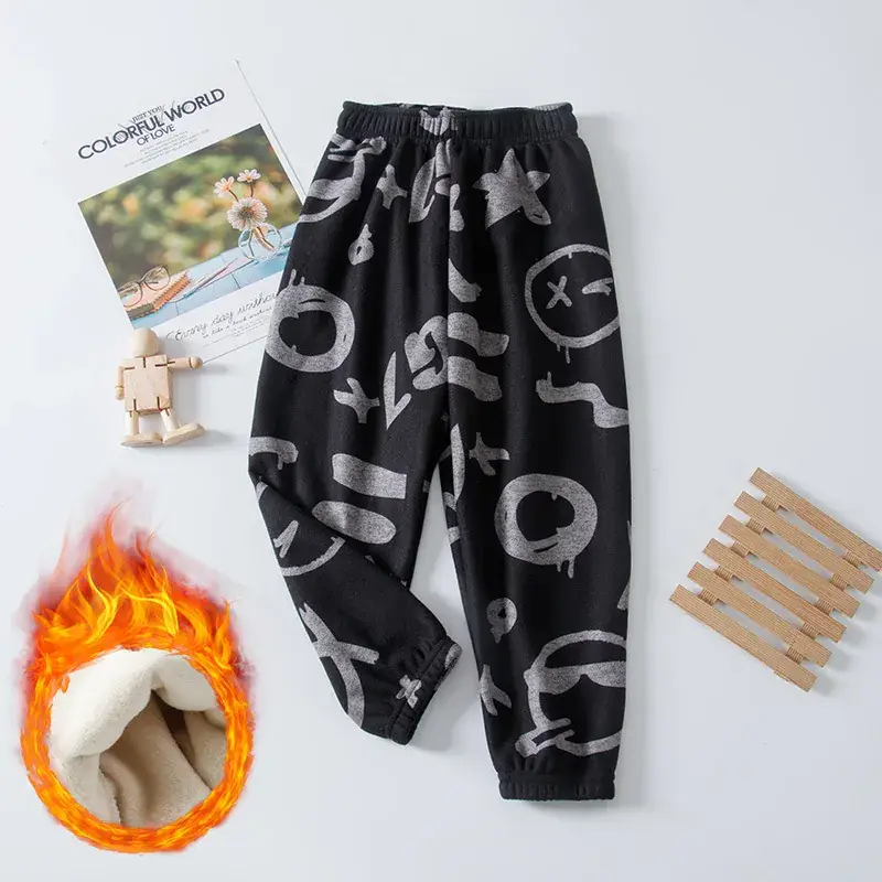 Winter Children's Casual Pants fleece-lined Boys' Sports Pants Small and Medium-sized Children's Outer Wear Sweatpants Girls' Thickened Warm Children's Pants