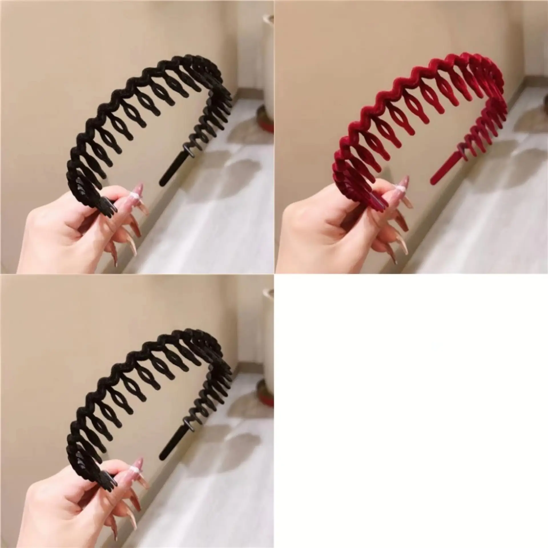 New Flocking Hair Band Toothed Wave Design - Image 16