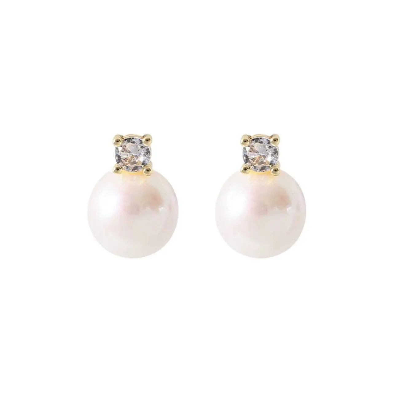 Classic Pearl Earrings with Diamond Top - Image 5