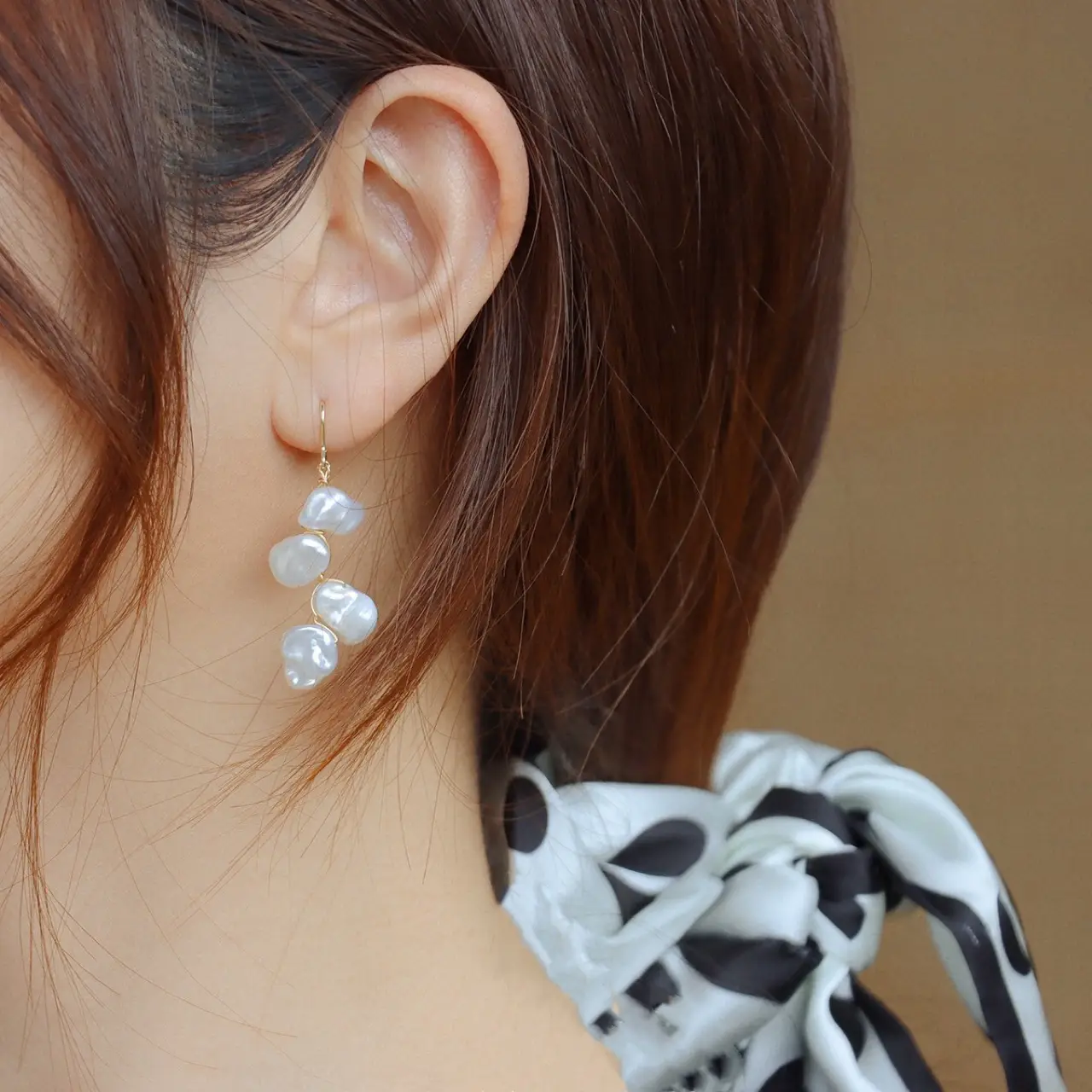 White Rose Petal Pearl Earrings for Women - Image 4
