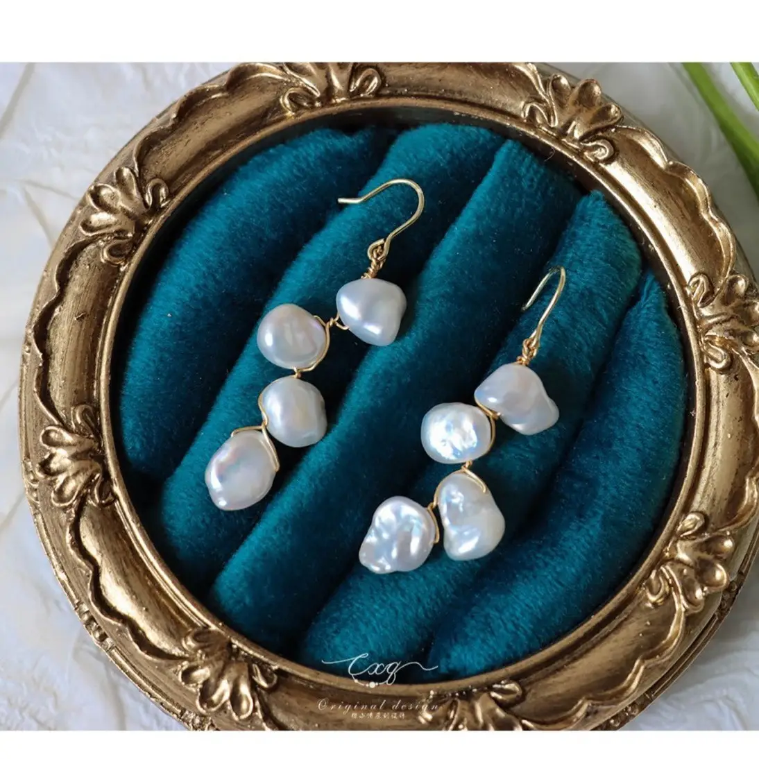 White Rose Petal Pearl Earrings for Women - Image 5